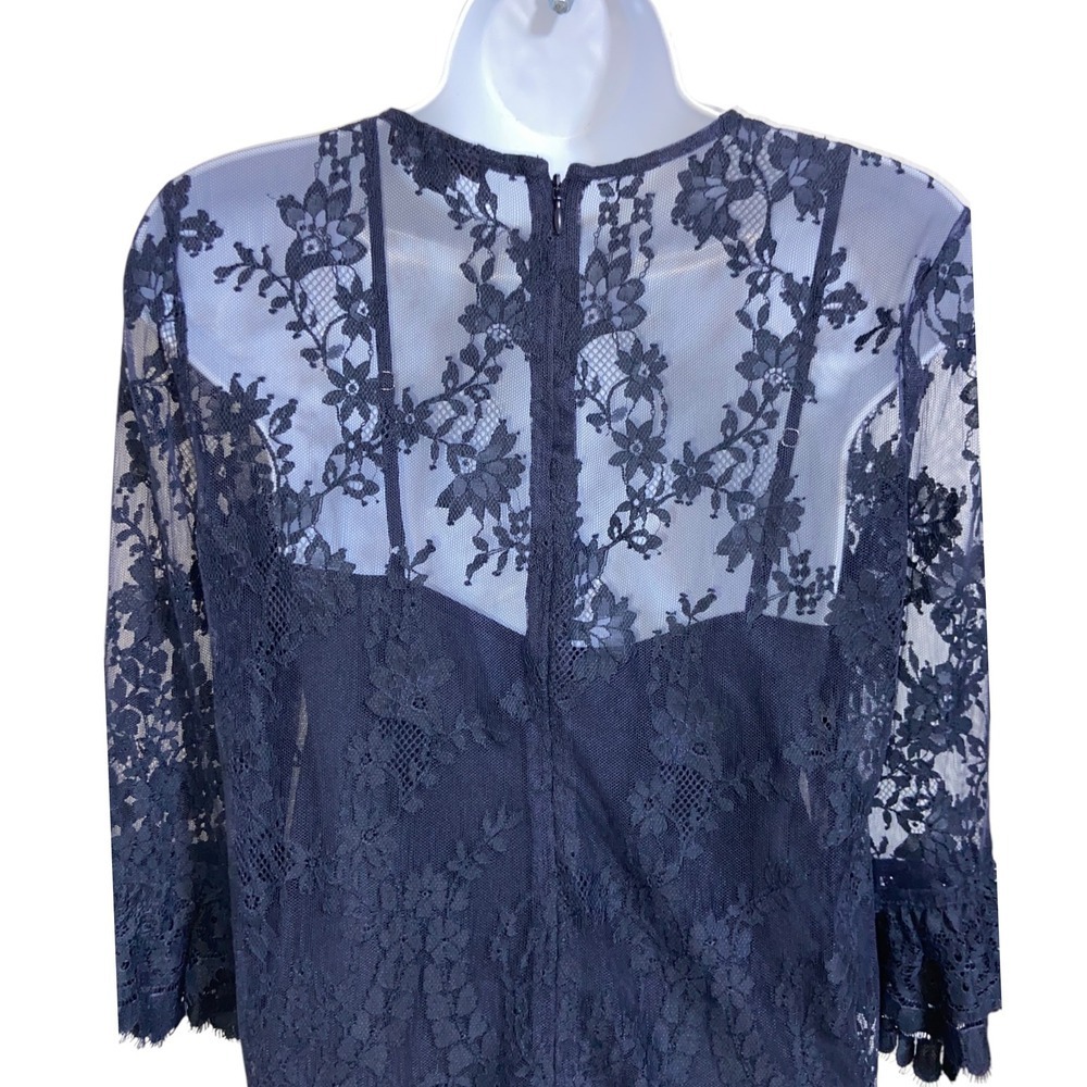 J. Crew NEW Blue Chantilly Lace Swing Dress Cocktail Wedding Guest Romantic 00 - Picture 11 of 13